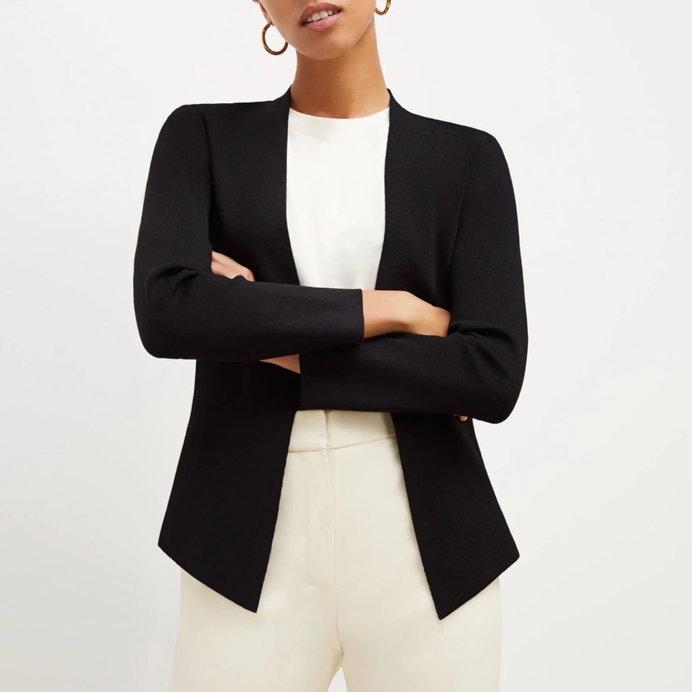 MM Lafleur Black Open-Front Knit Cardigan